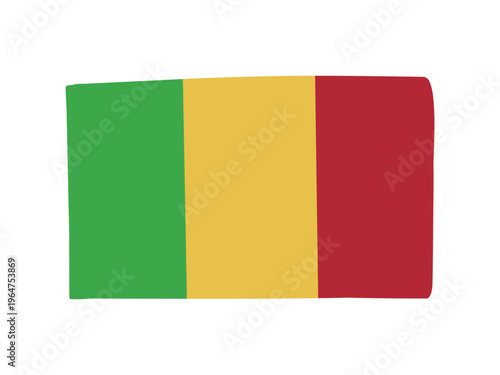 かわいいマリの国旗アイコン　手描きタッチの旗イラスト