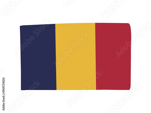 かわいいチャドの国旗アイコン　手描きタッチの旗イラスト