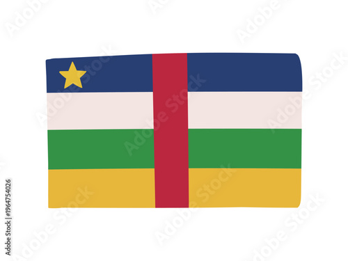 かわいい中央アフリカの国旗アイコン　手描きタッチの旗イラスト