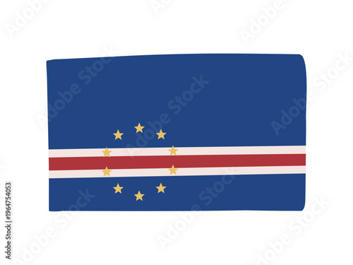 かわいいカーボベルデの国旗アイコン　手描きタッチの旗イラスト