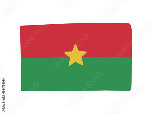 かわいいブルキナファソの国旗アイコン　手描きタッチの旗イラスト