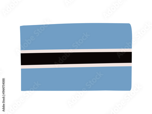 かわいいボツワナの国旗アイコン　手描きタッチの旗イラスト