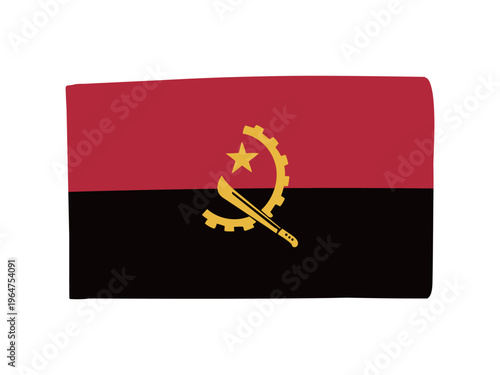 かわいいアンゴラの国旗アイコン　手描きタッチの旗イラスト