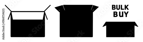 Wholesale box set with solid black icon on white background featuring bold shape, iconography, packaging with minimalism and clarity