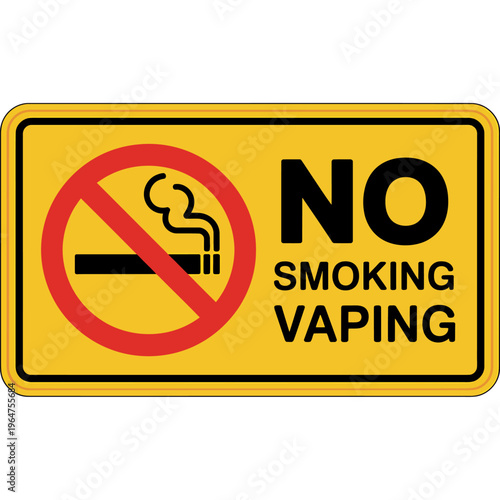No smoking or vaping allowed sign on yellow background