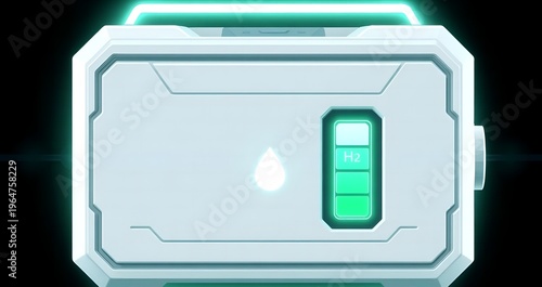 Hydrogen Fuel Cell Battery Vector Illustration H2 Clean Energy Icon for Future Sustainable Transportation