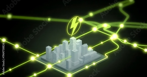 Smart Grid City Network Vector Illustration Urban Energy Management Icon for Sustainable Infrastructure