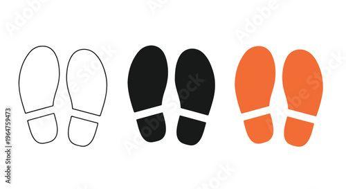 Set of colorful footprints icons in different colors on white background