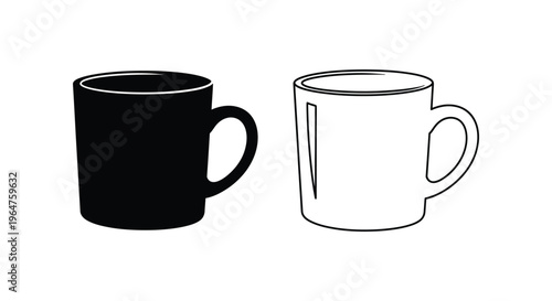 Black and white coffee mug contrast Vector
