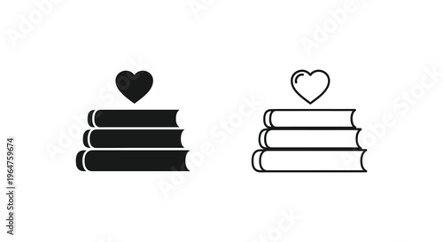 Love reading books heart symbol literacy Vector