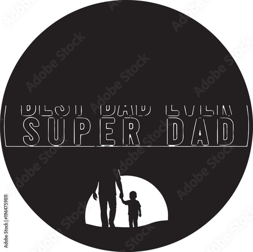 Super Dad Silhouette in Circle Design