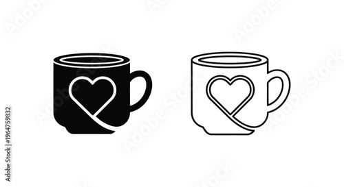Heart coffee mug love Vector