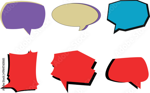 Colorful speech bubbles isolated on a transparent background