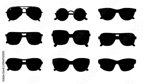 Fashion sunglasses eyewear cartoon vector icon set