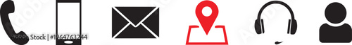Contact Icons: An array of essential communication symbols, symbolizing diverse methods of reaching out and staying connected.