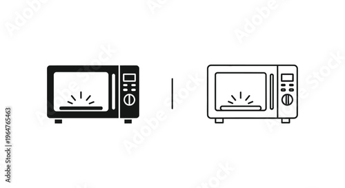Black and white microwave oven illustration Vector