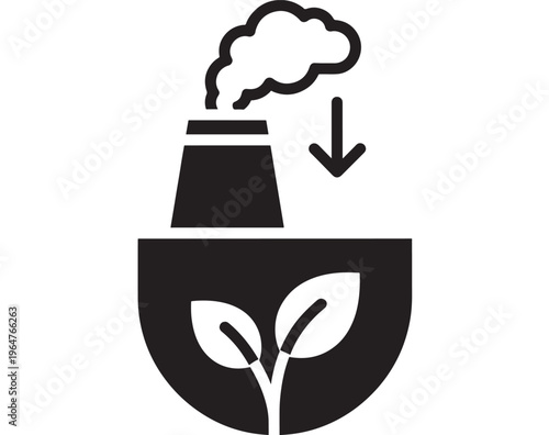 Factory pollution harming plant life with toxic smoke emission and environmental damage featuring environment, eco, ecology with green and nature