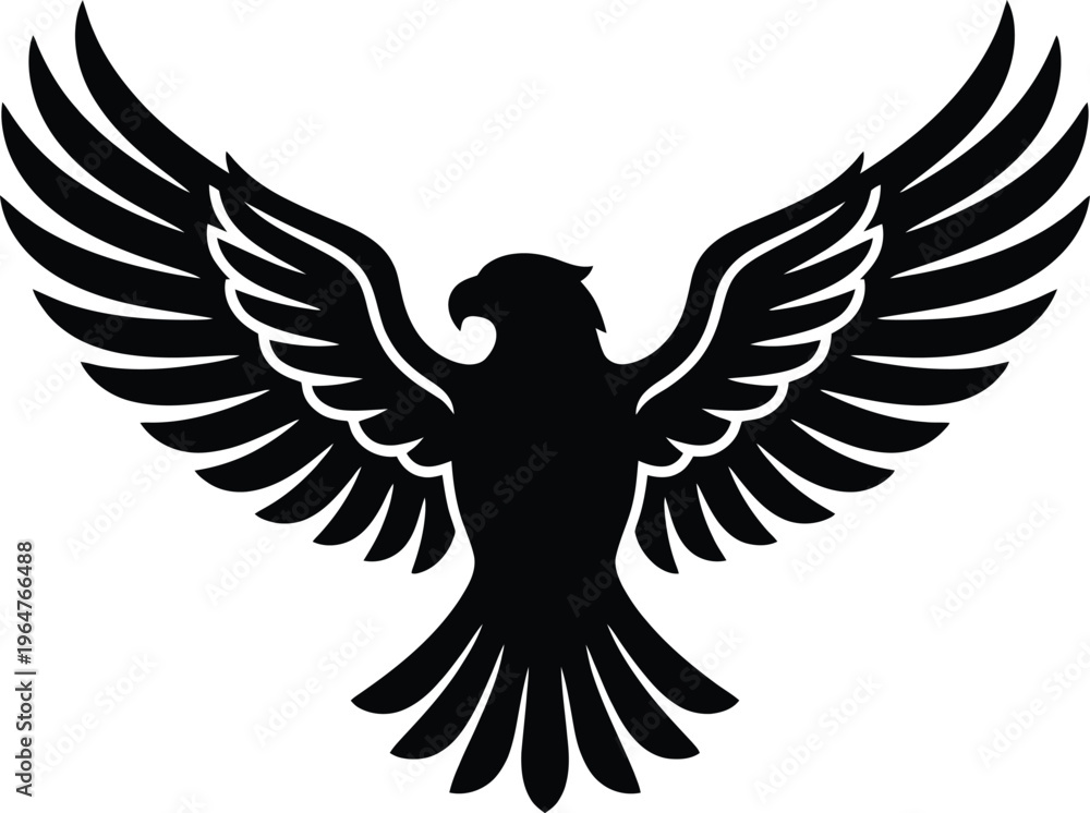 Fototapeta premium Eagle Wings Spread Silhouette CNC Plasma Cutting Stencil Vector Wall Art