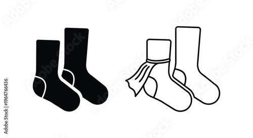 Sock illustration pair black and white Vector