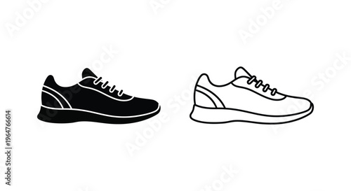 Black and white shoes side by side Vector
