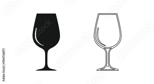 Wine glasses black and white illustration Vector