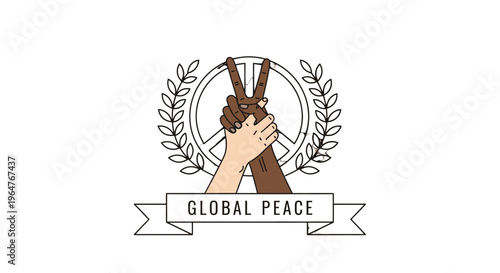 Global peace symbol with hands holding guns.