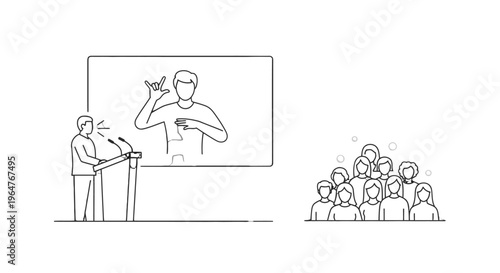 Businessman giving presentation to audience.