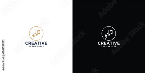 Musiknoten, Rahmen, Notenschlüssel logo design