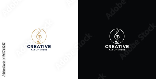 Musiknoten, Rahmen, Notenschlüssel logo design