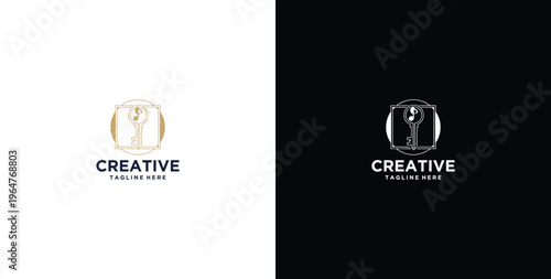 Musiknoten, Rahmen, Notenschlüssel logo design