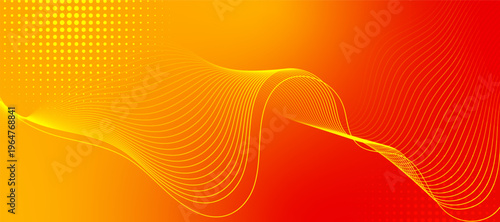 Red and yellow gradient wave background. Shiny moving lines design element. Modern pastel gradient flowing wave lines. Technology concept.