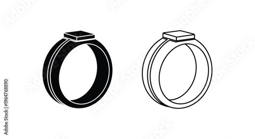Ring black and white line art Vector