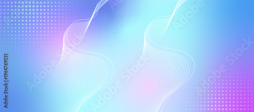 Abstract blue gradient background with shining lines waves. Modern blue gradient flowing wave lines. Technology concept. Suit for poster, banner, brochure, cover, header, presentation, website, flyer