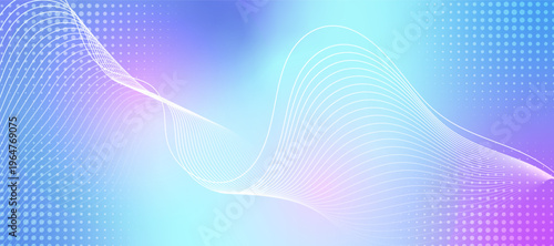 Abstract blue gradient background with shining lines waves. Modern blue gradient flowing wave lines. Technology concept. Suit for poster, banner, brochure, cover, header, presentation, website, flyer