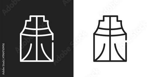 Anorak vest icon. Linear black, white icon from winter collection. Outline anorak vest vector. Thin line symbol isolated on white and black background
