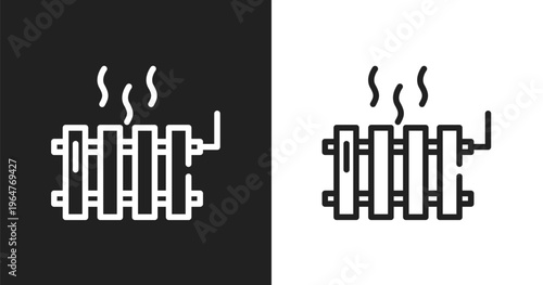Heater icon. Linear black, white icon from winter collection. Outline heater vector. Thin line symbol isolated on white and black background