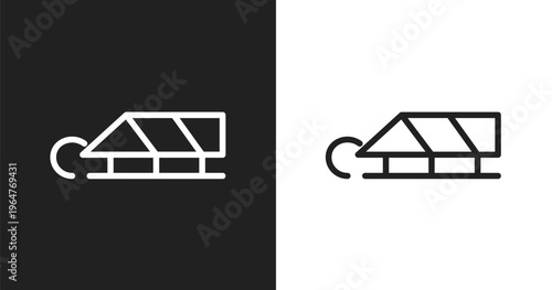 Sledge icon. Linear black, white icon from winter collection. Outline sledge vector. Thin line symbol isolated on white and black background