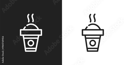 Hot drink icon. Linear black, white icon from winter collection. Outline hot drink vector. Thin line symbol isolated on white and black background