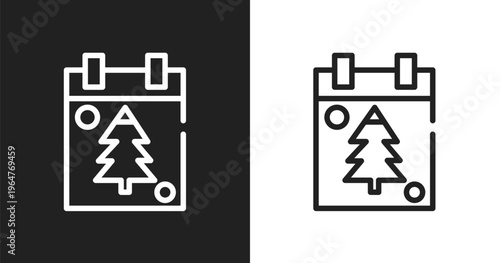 Christmas day icon. Linear black, white icon from winter collection. Outline christmas day vector. Thin line symbol isolated on white and black background