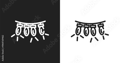 Lights icon. Linear black, white icon from winter collection. Outline lights vector. Thin line symbol isolated on white and black background