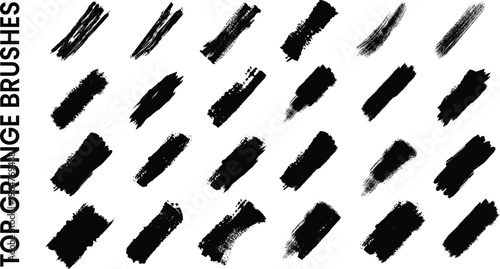 Collection of black grunge brush strokes on a white background