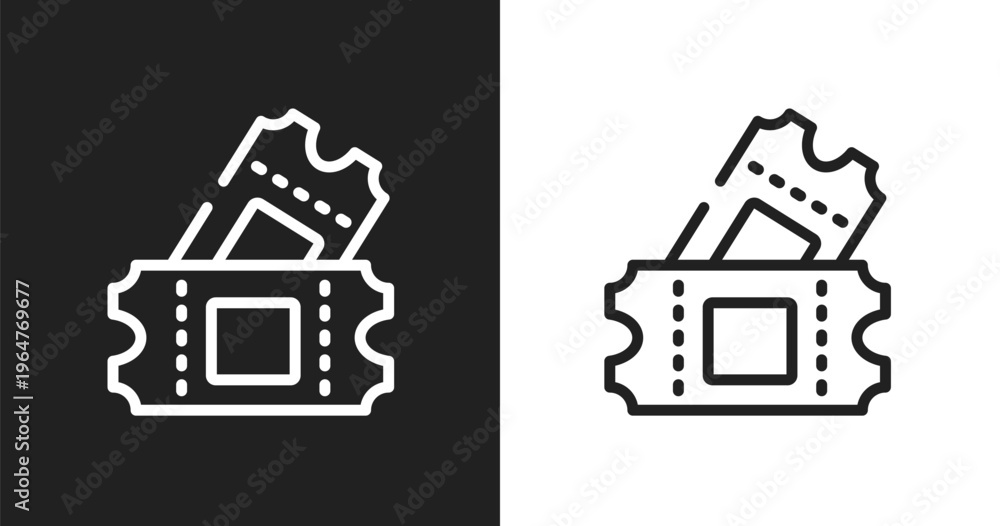 Fototapeta premium Ticket card icon. Linear black, white icon from in the frontier collection. Outline ticket card vector. Thin line symbol isolated on white and black background