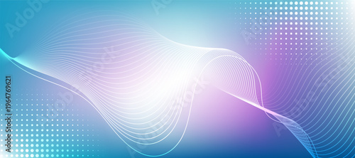 Abstract blue gradient background with shining lines wave. Dynamic wave pattern. Futuristic technology concept. Suit for banner, poster, cover, brochure, flyer, website