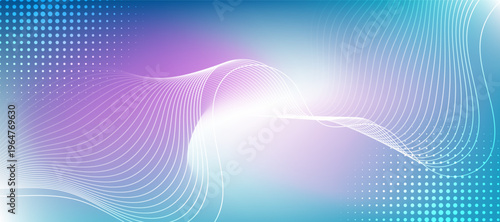Abstract blue gradient background with shining lines wave. Dynamic wave pattern. Futuristic technology concept. Suit for banner, poster, cover, brochure, flyer, website
