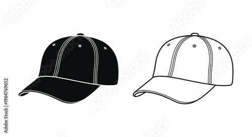 Black and white baseball cap illustration Vector