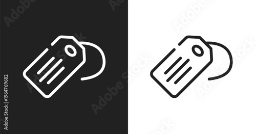 Luggage tag icon. Linear black, white icon from in the frontier collection. Outline luggage tag vector. Thin line symbol isolated on white and black background