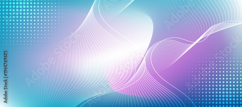 Abstract blue gradient background with shining lines wave. Dynamic wave pattern. Futuristic technology concept. Suit for banner, poster, cover, brochure, flyer, website