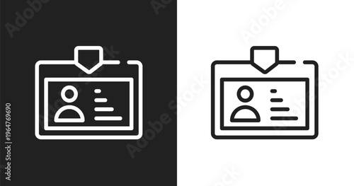 Pass card icon. Linear black, white icon from in the frontier collection. Outline pass card vector. Thin line symbol isolated on white and black background