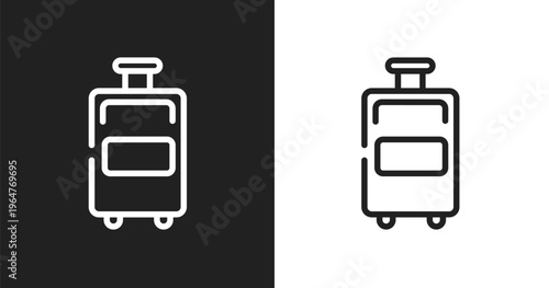 Travelling handbags icon. Linear black, white icon from airport and travel collection. Outline travelling handbags vector. Thin line symbol isolated on white and black background