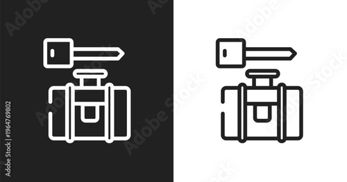 Left luggage sign icon. Linear black, white icon from airport and travel collection. Outline left luggage sign vector. Thin line symbol isolated on white and black background